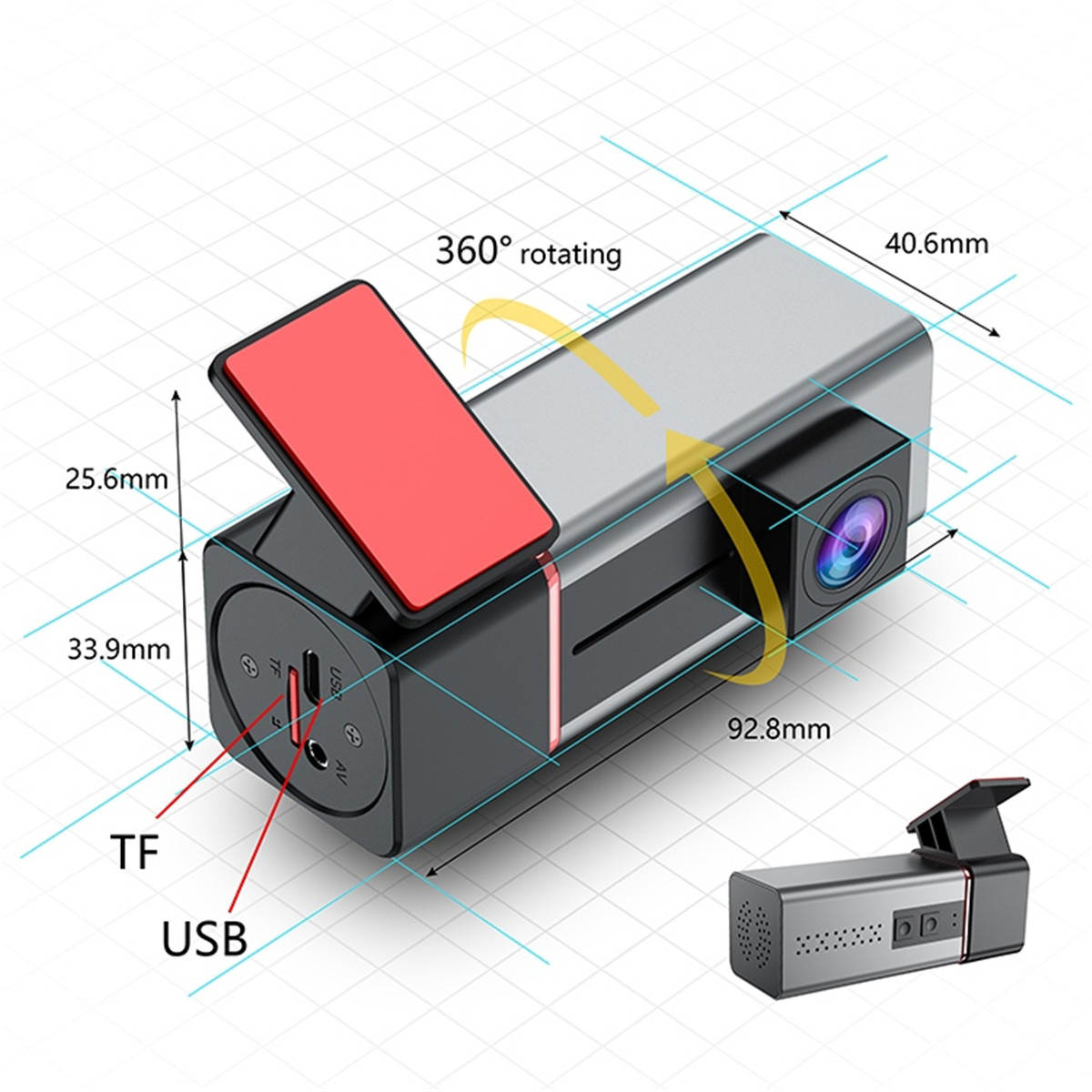 AOEDI No screen Single Lens 1080P WiFi Dash Cam AD-312C-03 (3)